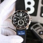 JH Factory Calibre De Cartier Diver Black Watch Price - CRW7100056 Black Roman Dial 42 MM Cal.1904-PS